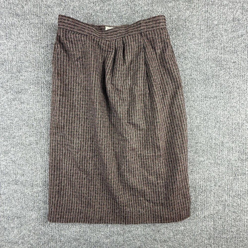Vintage Peabody House Skirt Womens 9/10 Brown Herringbone Wool Tweed Knee Length